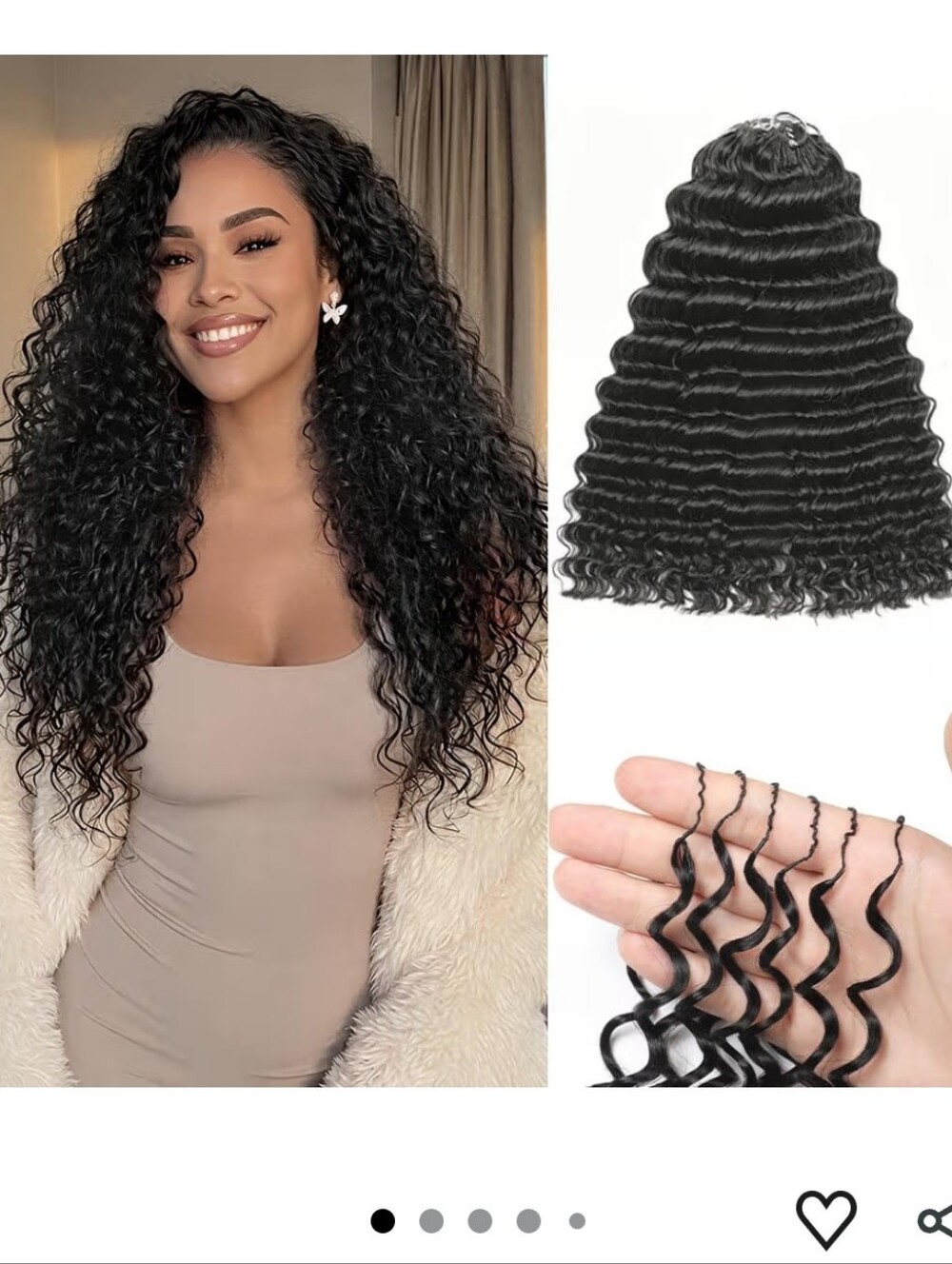 Human Crochet Hair 300g 240 Strands Pre Separated 20 Inch Deep Wave